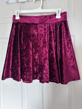 Velvet Skater Skirt - Deep Magenta